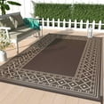 thumbnail image 1 of DEORAB 10'x14'Outdoor Rugs Waterproof Reversible Plastic Carpet Camping Patio Outside Mat,Coffee & Brown, 1 of 8