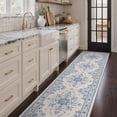 thumbnail image 1 of DEORAB 2.5x10 Runner Rugs Floral Medallion Print Pattern Dusty Blue Low Pile Lightweight Machine Washable Non Slip Rug for Hallway, Laundry Room, Bedroom, Bathroom, Entryway, 1 of 11