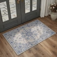 thumbnail image 1 of DEORAB 2x3 Area Rugs Floral Medallion Print Pattern Dusty Blue Low Pile Lightweight Machine Washable Non Slip Door Mat for Entryway, Front Door, Bathroom, 1 of 5