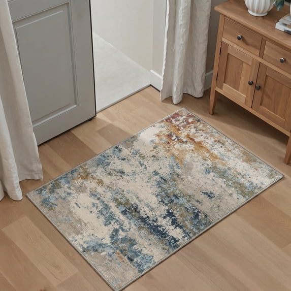 DEORAB 2x3 Area Rugs for Living Room, Low Pile Lightweight Easy Clean Soft Machine Washable Rugs, Non Slip Doormat, Rug for Bedroom, Front Door and Bathroom