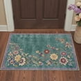 thumbnail image 1 of DEORAB 2x3 Area Rugs Vintage Floral Emerald Green Low Pile Lightweight Machine Washable Rug Non Slip Doormat for Entryway, Front Door, Bathroom, 1 of 6