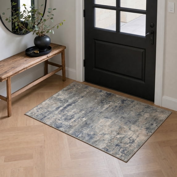 DEORAB 2x3 Doormat Area Rugs Low Pile Machine Washable Rug Non Slip Backing for Entryway, Front Door, Bathroom, Blue