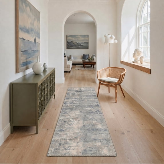 DEORAB 2x7 Runner Rugs for Living Room, Low Pile Lightweight Soft Machine Washable Rugs, Non Slip Indoor Floor Mat,also as Rug for Bedroom,Kitchen, Floor and Dining Room