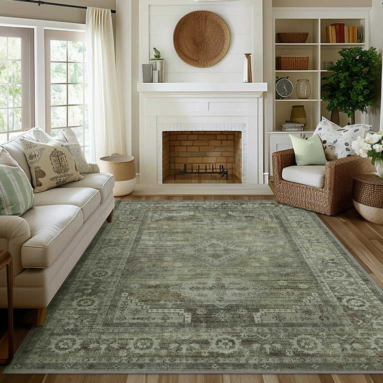 DEORAB 3x5 Ultra thin Area Rugs for Living Room Bedroom Machine Washable Stain Resistant Non Shed Carpet Low Pile Mat with Non Slip Backing Walmart