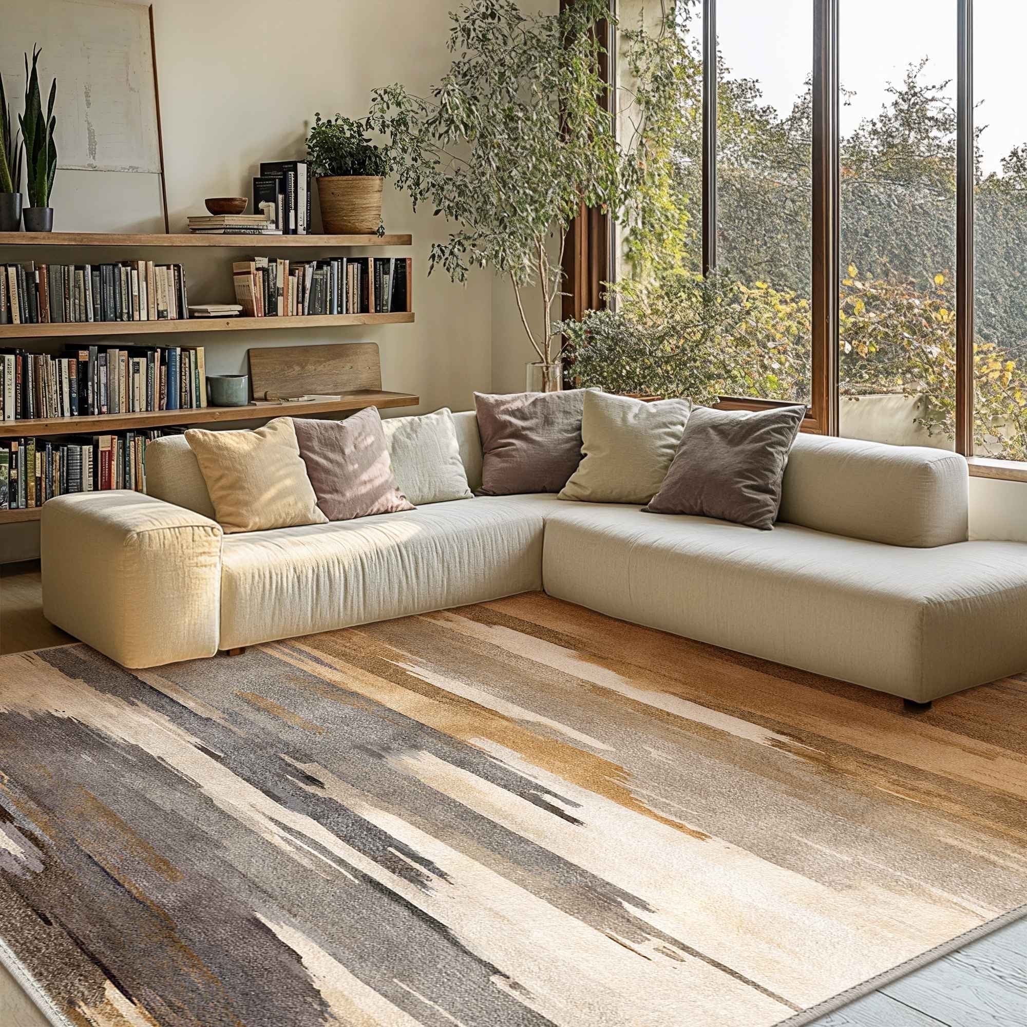 Walmart discount codes: DEORAB 4'X6' Outdoor Rugs Chenille Machine Washable Three-Layer Material Non Slip Imitation Silicone Spot Molding Camping Deck Balcony Porch Carpet, Brown & Beige