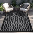 thumbnail image 1 of DEORAB Outdoor Rugs Waterproof Plastic Straw Mat 4'x6' Reversible for RV Patio Deck Beach Black & Gray, 1 of 6