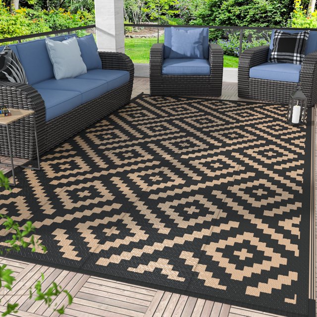 DEORAB 4'x6' Outdoor Rug for Patio Clearance Waterproof Mat,Reversible