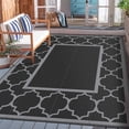 thumbnail image 1 of DEORAB Outdoor Rugs Waterproof Plastic Straw Mat 5'x8' Reversible for RV Patio Deck Beach Black & Gray, 1 of 5
