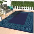thumbnail image 1 of DEORAB 5'x8' Outdoor Rugs Waterproof Patio Reversible Plastic Carpet Camping Outside Mat,Navyblue & Jadegreen, 1 of 9