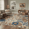 thumbnail image 1 of DEORAB 5x7 Area Rugs Floral Navy Beige Print Pattern Low Pile Lightweight Washable Non Slip Rug for Living Room, Bedroom, 1 of 6
