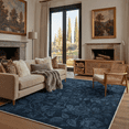 thumbnail image 1 of DEORAB 5x7 Area Rugs Floral Print Pattern Low Pile Lightweight Machine Washable Non Slip for Living Room, Bedroom, Home Decor, Blue, 1 of 6