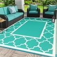 thumbnail image 1 of DEORAB Outdoor Rugs Waterproof Plastic Straw Mat 6'x9' Reversible for RV Patio Deck Beach Lake Green & Beige White, 1 of 6