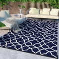 thumbnail image 1 of DEORAB 6'x9' Outdoor Rugs Reversible Plastic Straw Patio Outside Carpet Clearance Camping RV Mat,Blue & White, 1 of 7