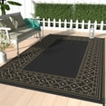 thumbnail image 1 of DEORAB 6'x9' Outdoor Rugs Waterproof Patio Reversible Plastic Carpet Camping Outside Mat,Black & Brown, 1 of 7