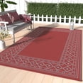 thumbnail image 1 of DEORAB 6'x9' Outdoor Rugs Waterproof Patio Reversible Plastic Carpet Camping Outside Mat,Red & Grey, 1 of 9