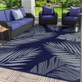 thumbnail image 1 of DEORAB 8'x10' Outdoor Rugs Patio Waterproof Outside Mat Reversible Plastic Camping Carpet,Blue & Grey, 1 of 9