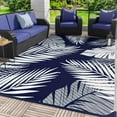 thumbnail image 1 of DEORAB 8'x10' Outdoor Rugs Patio Waterproof Outside Mat Reversible Plastic Camping Carpet,Navy blue & White, 1 of 9