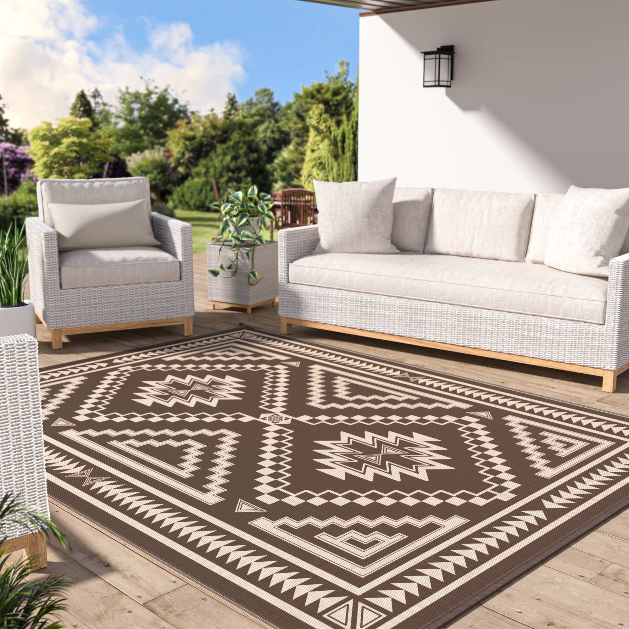 Waterproof Rug Storage DEORAB 8'x10' Outdoor Rugs Waterproof Reversible Plastic Straw Patio ...