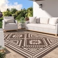 thumbnail image 1 of DEORAB 8'x10' Outdoor Rugs Waterproof Reversible Plastic Straw Patio Outside Carpet Camping RV Mat,Coffee & Beige, 1 of 9