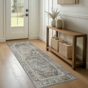DEORAB Runner Rug 3X8 Non Slip Hallway Vintage Rugs, Machine Washable Lightweight Mat for Living Room, Entryway, Bedroom
