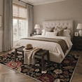 thumbnail image 1 of DEORAB 8x10 Area Rugs Floral Dark Burgundy Low Pile Lightweight Machine Washable Non Slip Rug for Living Room, Bedroom, 1 of 5
