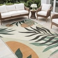 thumbnail image 1 of DEORAB Outdoor Rug 4'X6' Chenille Patio Carpet Three-Layer Material Imitation Silicone Spot Molding Camping Outside RV Mat,Beige&Green, 1 of 10