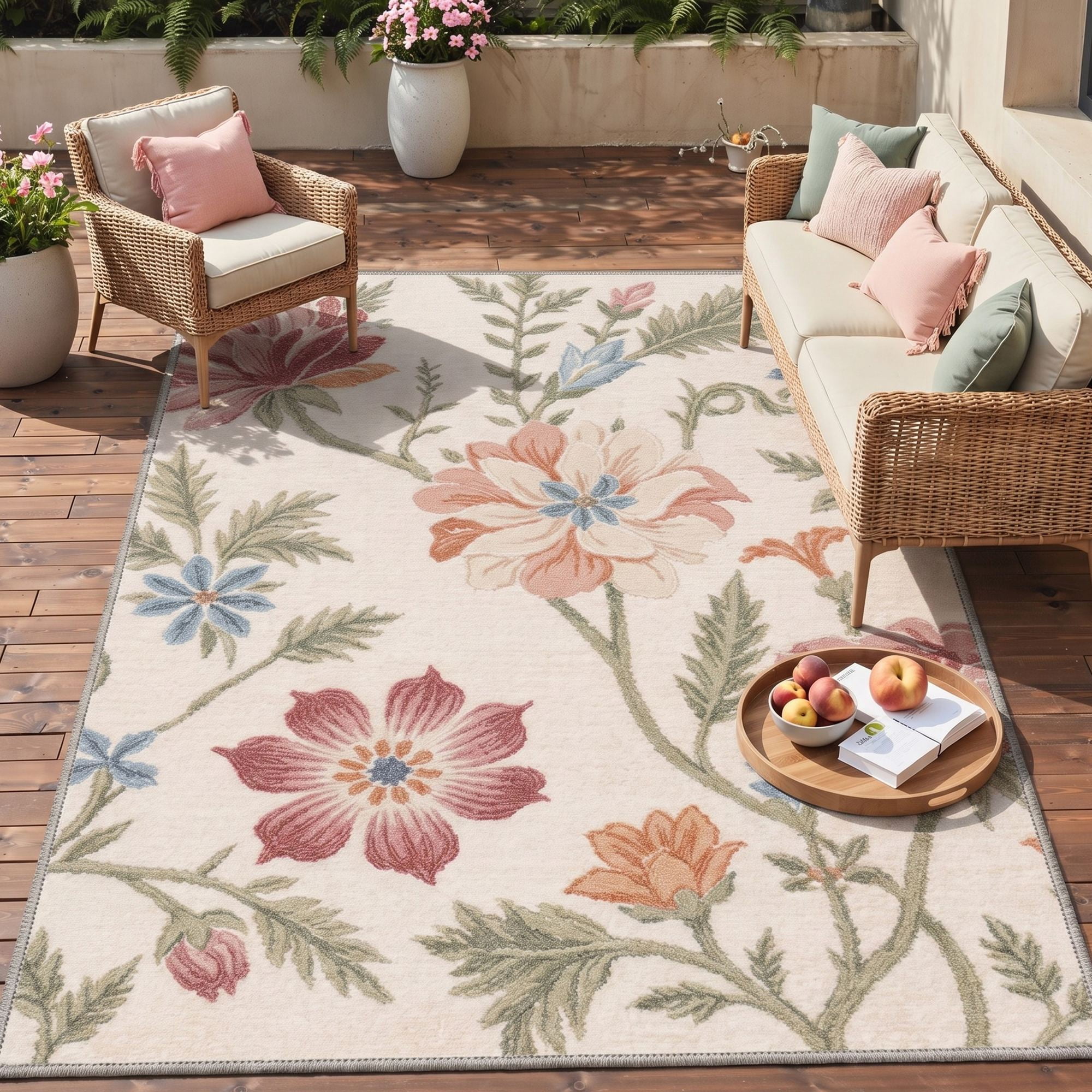 DEORAB Outdoor Rug 8'X10' Chenille Patio Carpet Three-Layer Material ...