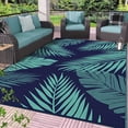 thumbnail image 1 of DEORAB Outdoor Rug 8'x10' Waterproof Reversible Patio Rug Portable Plastic Straw Outside Carprt for Beach Garden RV Camping Porch Deck Backyard, Navyblue & Jadegreen, 1 of 9
