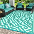thumbnail image 1 of DEORAB Outdoor Rugs Waterproof Plastic Straw Mat 6'x9' Reversible for RV Patio Deck Beach Lake Green & Beige White, 1 of 6