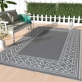 thumbnail image 1 of DEORAB Outdoor Rugs Waterproof Plastic Straw Camping Carpet Reversible Patio Outside Mat 5'x8',Grey & White, 1 of 8