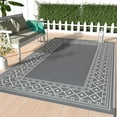 thumbnail image 1 of DEORAB Outdoor Rugs Waterproof Plastic Straw Camping Carpet Reversible Patio Outside Mat 9'x12',Grey & White, 1 of 9