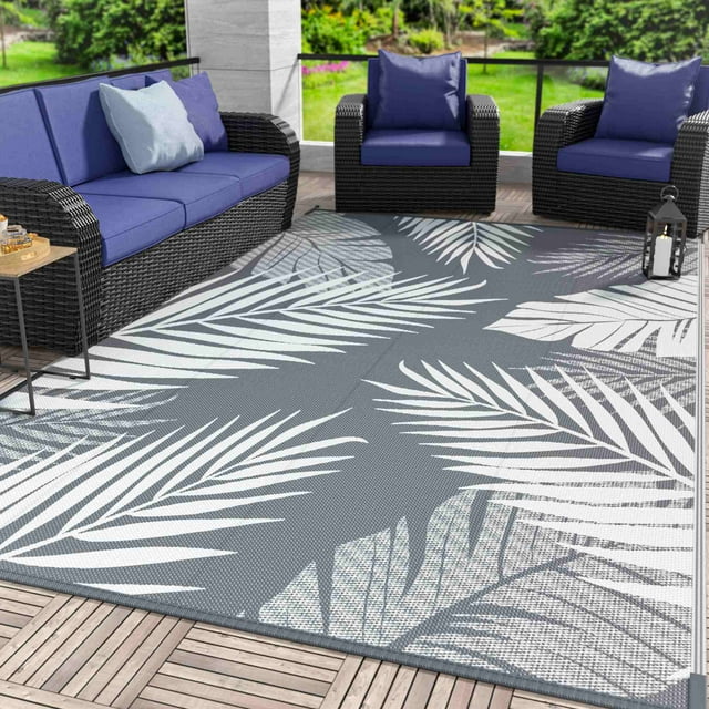DEORAB INDOOR & Outdoor Waterproof Rug, Reversible RV Mats, Patio