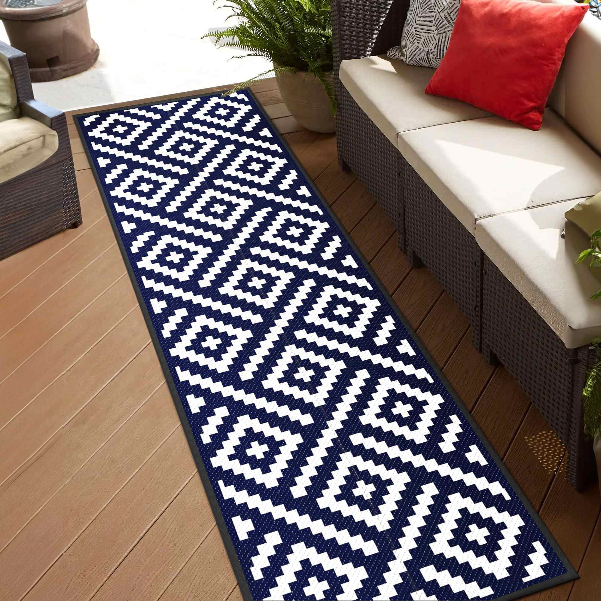 Sumiye Outdoor Rug for Patio Clearance, Waterproof Mat,Reversible Plastic Camping Rugs,Black & Gray Foundry Select Rug Size: Rectangle 4' x 6