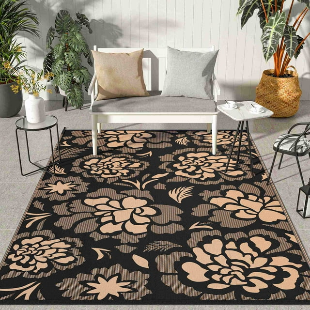 DEORAB Outdoor Rug for Patio Clearance,5'x8' Waterproof Mat,Reversible