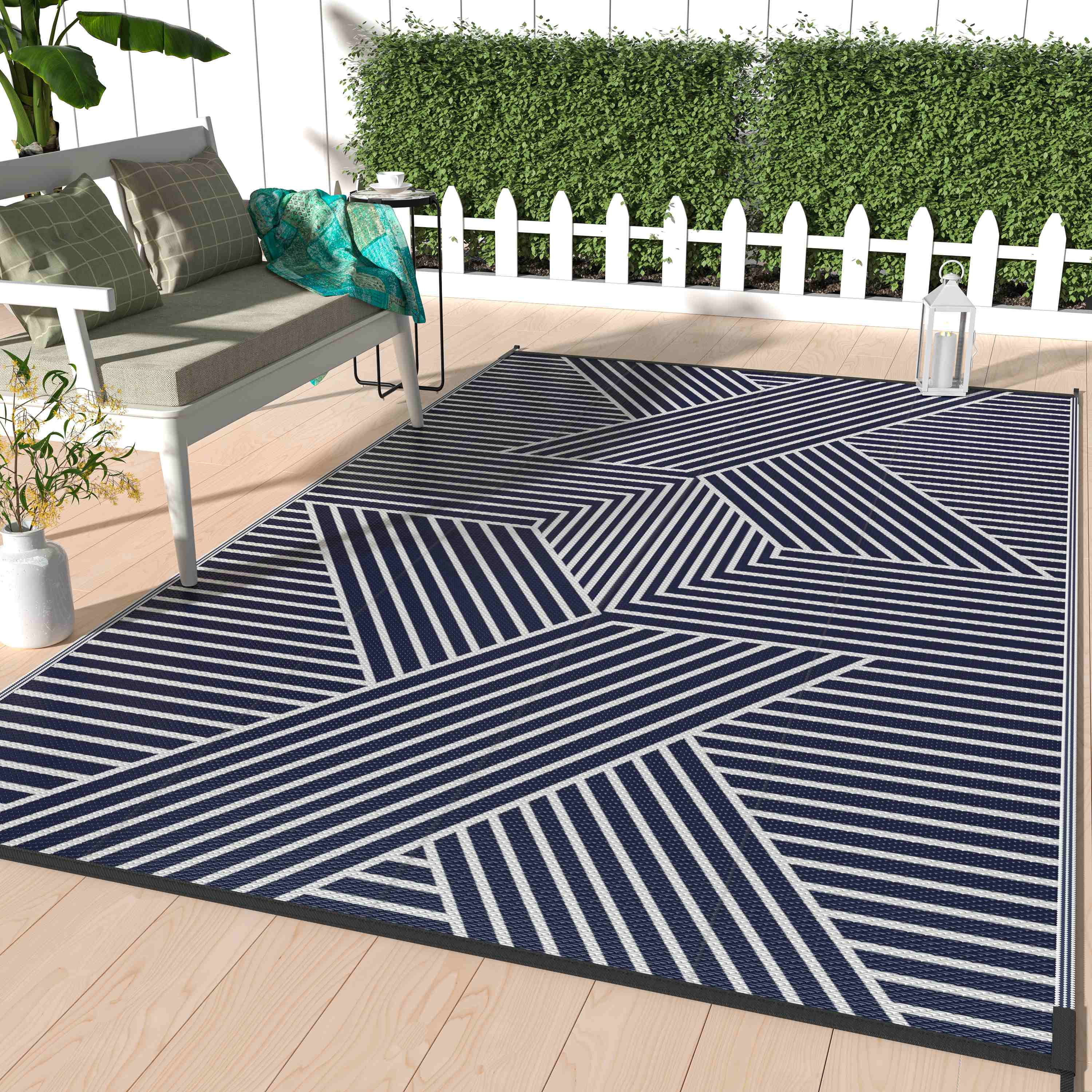 DEORAB Outdoor Rug for Patio Clearance,5'x8' Waterproof Mat,Reversible