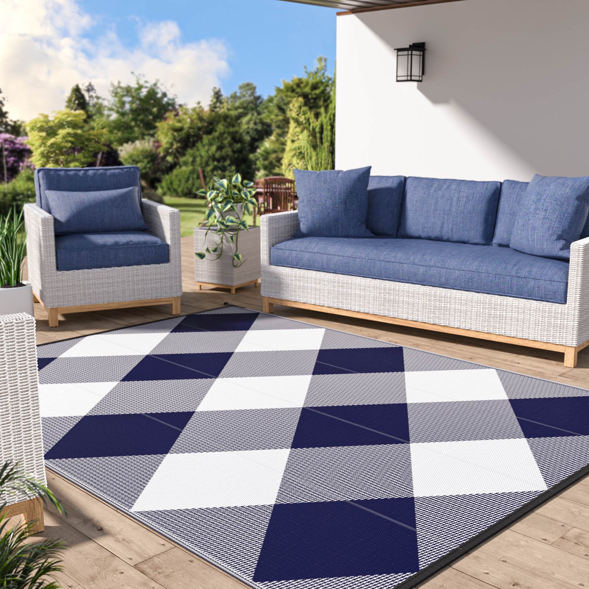 DEORAB Outdoor Rug for Patio Clearance,5'x8' Waterproof Outside Mat ...