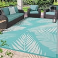thumbnail image 1 of DEORAB Outdoor Rug 5'x8' Waterproof Reversible Patio Rug Portable Plastic Straw Outside Carprt for Beach Garden RV Camping Porch Deck Backyard, Aquablue & White, 1 of 8