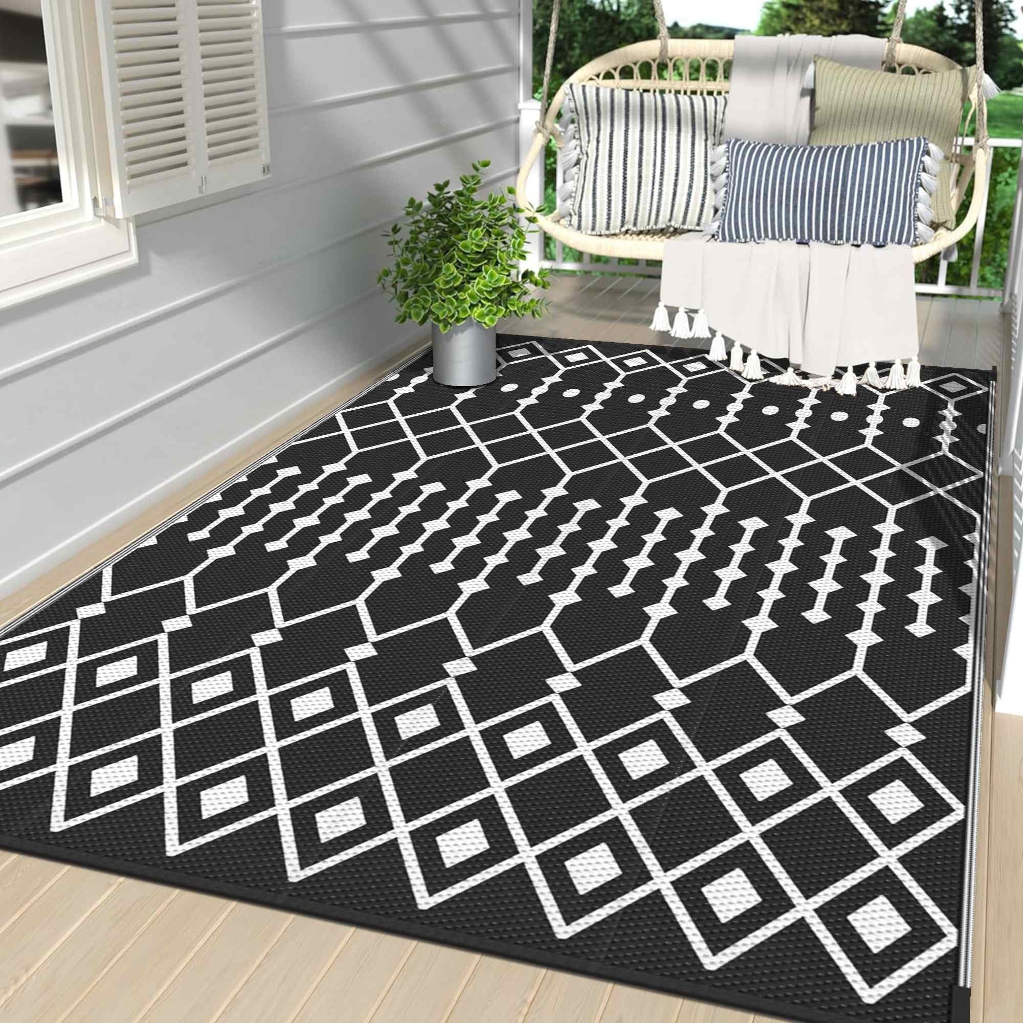DEORAB Outdoor Rug for Patio Clearance,6'x9' Waterproof Mat,Reversible ...