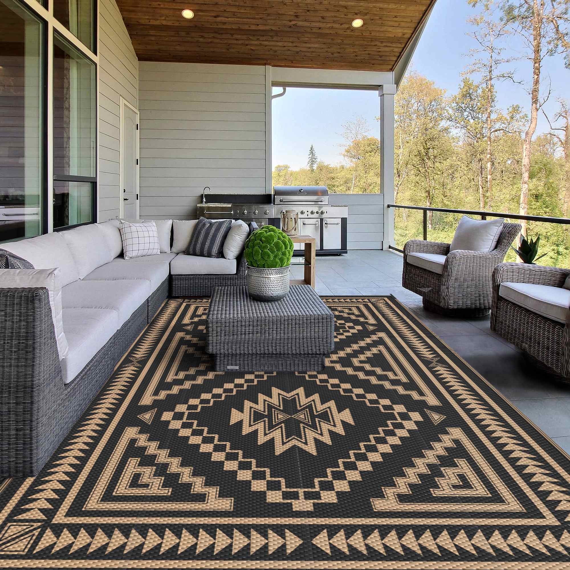 DEORAB Outdoor Rug for Patio Clearance,8'x10' Waterproof Mat,Reversible ...