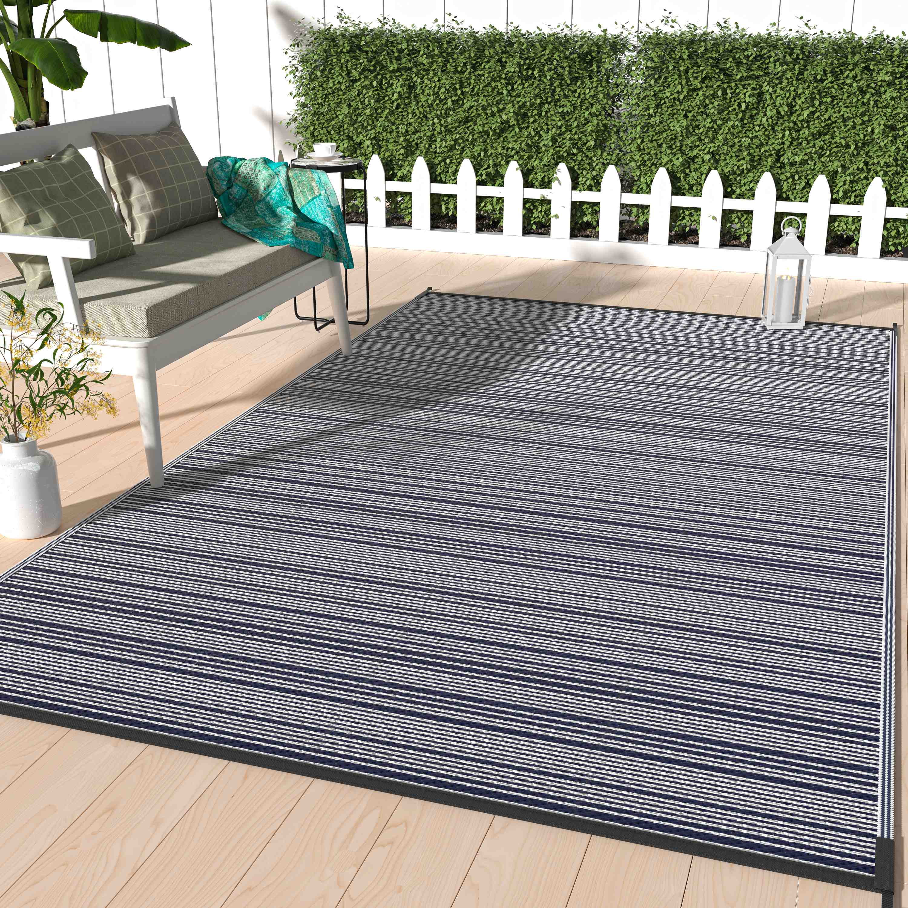 DEORAB Outdoor Rug for Patio Clearance,9'x12' Waterproof Mat,Reversible
