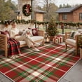 thumbnail image 1 of DEORAB Outdoor Rugs 4'X6' Chenille Patio Rug Three-Layer Material Imitation Silicone Spot Molding Camping Outside Rv Mat Red & Green, 1 of 11