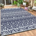 thumbnail image 1 of DEORAB Outdoor Rugs Waterproof Plastic Straw Mat 5'x8' Reversible for RV Patio Deck Beach Blue & White, 1 of 7