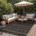 thumbnail image 1 of DEORAB Outdoor Rugs 6'X9' Patio Rug Three-Layer Material Imitation Silicone Spot Molding Camping Outside Rv Mat,Black & Brown, 1 of 11