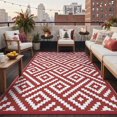 thumbnail image 1 of DEORAB Outdoor Rugs 8'x10' Waterproof Plastic Patio Mat Reversible Red & White Non-Slip Geometric Design for Camping, RV, Balcony, Porch, Picnic, 1 of 9