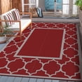thumbnail image 1 of DEORAB Outdoor Rugs Waterproof Plastic Straw Mat 5'x8' Reversible for RV Patio Deck Beach Red & Grey, 1 of 8