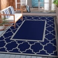 thumbnail image 1 of DEORAB Outdoor Rugs Waterproof Plastic Straw Mat 6'x9' Reversible for RV Patio Deck Beach Blue & Grey, 1 of 11