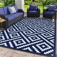 thumbnail image 1 of DEORAB Outdoor Rugs Waterproof Plastic Straw Mat 6'x9' Reversible for RV Patio Deck Beach Navy Blue & Baby Blue, 1 of 6