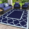 thumbnail image 1 of DEORAB Outdoor Rugs Waterproof Plastic Straw Mat 6'x9' Reversible for RV Patio Deck Beach Navy Blue & Baby Blue, 1 of 6