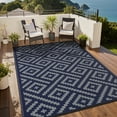 thumbnail image 1 of DEORAB Outdoor Rugs Waterproof Plastic Straw Mat 8'x10' Reversible for RV Patio Deck Beach Blue & Grey, 1 of 10