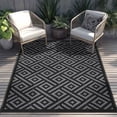 thumbnail image 1 of DEORAB Outdoor Rugs Waterproof Plastic Straw Mat 9'x12' Reversible for RV Patio Deck Beach Black & Gray, 1 of 8